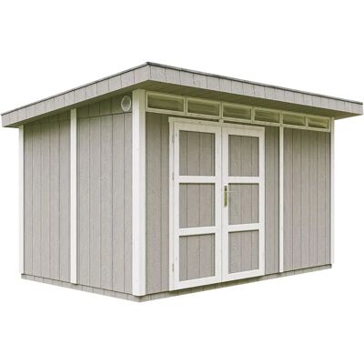 TIMBELA Casetta da giardino - Tundra Grey - 8,7m² - Pannelli in legno TIMBELA Casetta da giardino - Tundra Grey - 8,7m² - Pannelli in legno
