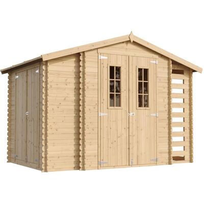 Timbela M389C Garden Shed with Wood Storage - Outdoor Resistant Timbela M389C Garden Shed with Wood Storage - Outdoor Resistant