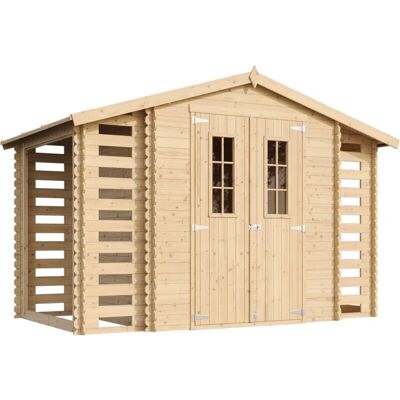 TIMBELA M391C Garden Shed with 2 Storage Compartments - Pine / Spruce - 218x328x206 cm TIMBELA M391C Garden Shed with 2 Storage Compartments - Pine / Spruce - 218x328x206 cm