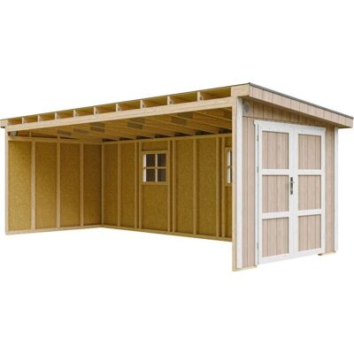 TIMBELA Caseta de jardín - 14,3m² - Paneles LP SmartSide - Sin suelo - Calidad premium TIMBELA Caseta de jardín - 14,3m² - Paneles LP SmartSide - Sin suelo - Calidad premium