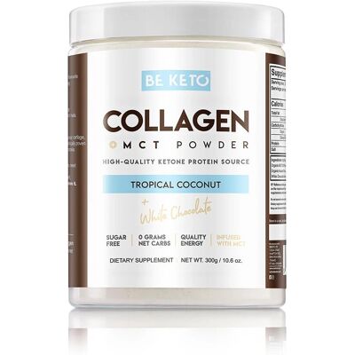 BeKeto Kolagen & Olej MCT Tropikalny Kokos - Suplement diety - 300g BeKeto Kolagen & Olej MCT Tropikalny Kokos - Suplement diety - 300g