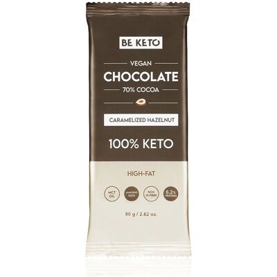 BeKeto Chocolat keto végétalien - Noisettes caramélisées 80g - Publicité BeKeto Chocolat keto végétalien - Noisettes caramélisées 80g - Publicité