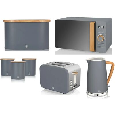 Swan Nordic Grey - Kettle, Toaster, Microwave, Breadbin & Canisters Swan Nordic Grey - Kettle, Toaster, Microwave, Breadbin & Canisters
