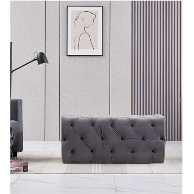 Life Interiors Melia Banco Otomano de Terciopelo Gris - Banco Otomano Life Interiors Melia Banco Otomano de Terciopelo Gris - Banco Otomano