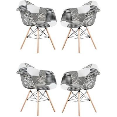 Life Interiors Eiffel Esszimmerstuhl - Patchwork - Set von 4 Life Interiors Eiffel Esszimmerstuhl - Patchwork - Set von 4