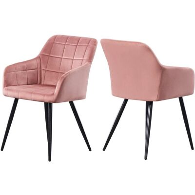 Set de 2 chaises de salle à manger en velours Camden - Rose - Publicité Set de 2 chaises de salle à manger en velours Camden - Rose - Publicité