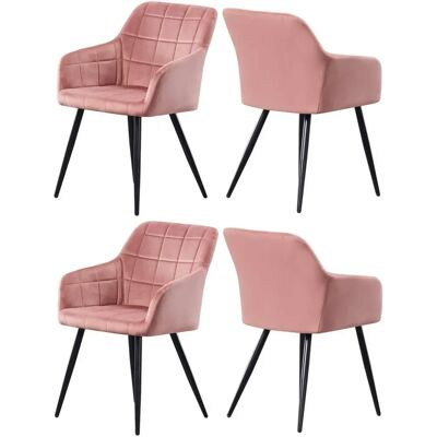 Life Interiors Cambridge Velvet Dining Chairs - Pink - Set of 4 Life Interiors Cambridge Velvet Dining Chairs - Pink - Set of 4