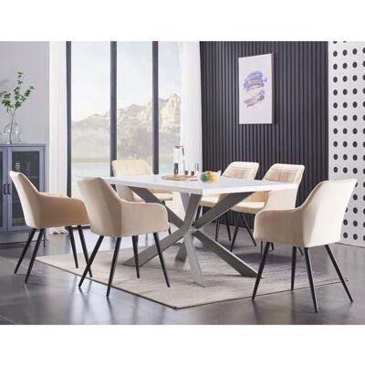 Life Interiors Cambridge Velvet Dining Chairs - Set Of 6 Cream Life Interiors Cambridge Velvet Dining Chairs - Set Of 6 Cream