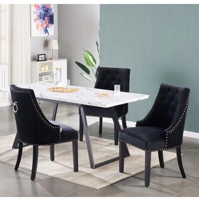 Conjunto de comedor Winchester Cosmo de Life Interiors - Mesa blanca y 4 sillas Conjunto de comedor Winchester Cosmo de Life Interiors - Mesa blanca y 4 sillas