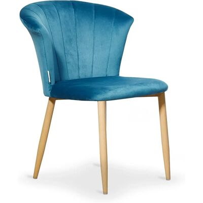 Chaise de salle à manger en velours Elsa - Bleu - Chaise - Publicité Chaise de salle à manger en velours Elsa - Bleu - Chaise - Publicité