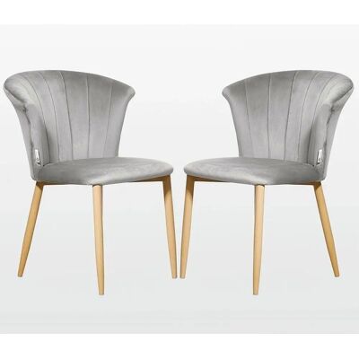 Life Interiors Elsa Conjunto de 2 Sillas de Comedor de Terciopelo - Gris Life Interiors Elsa Conjunto de 2 Sillas de Comedor de Terciopelo - Gris