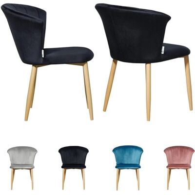 Juego de 2 sillas de comedor Elsa de terciopelo - Negro - Sillas de comedor Juego de 2 sillas de comedor Elsa de terciopelo - Negro - Sillas de comedor