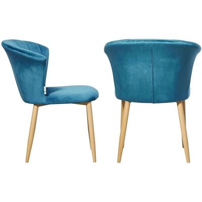 Life Interiors Juego de 2 sillas de comedor Elsa de terciopelo - Azul - Silla de comedor Life Interiors Juego de 2 sillas de comedor Elsa de terciopelo - Azul - Silla de comedor