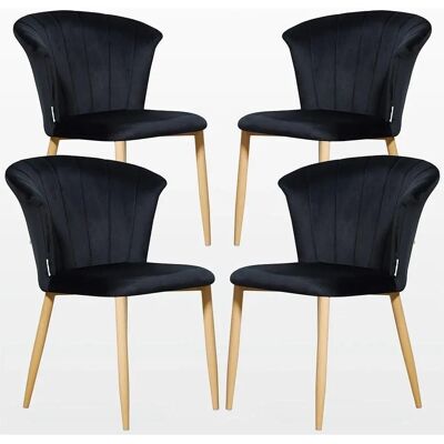 Conjunto de 4 sillas de comedor de terciopelo Elsa de Life Interiors - Negro Conjunto de 4 sillas de comedor de terciopelo Elsa de Life Interiors - Negro