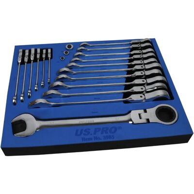 US PRO - 20pc Flex Gear Ratchet - 8-32mm - Wrench Set US PRO - 20pc Flex Gear Ratchet - 8-32mm - Wrench Set