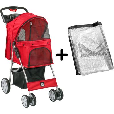 KCT - Hooded Pet Stroller - Red - Medium - Pet Stroller KCT - Hooded Pet Stroller - Red - Medium - Pet Stroller