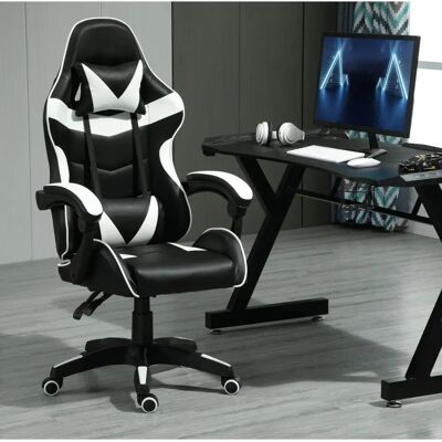 MCC - Swivel Gaming Chair - White - Faux Leather - Chair MCC - Swivel Gaming Chair - White - Faux Leather - Chair