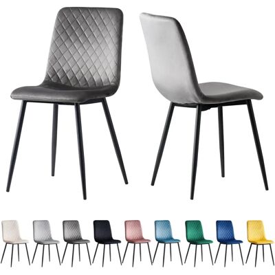 Chaises de salle à manger en velours gris foncé MCC Lexi - Chaises de salle à manger - Publicité Chaises de salle à manger en velours gris foncé MCC Lexi - Chaises de salle à manger - Publicité