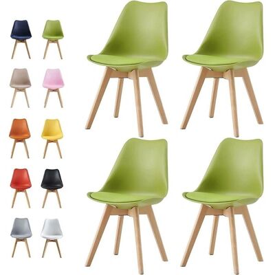 MCC Green Set of 4 Wooden Dining Chairs - Dining Chairs MCC Green Set of 4 Wooden Dining Chairs - Dining Chairs
