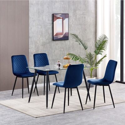 MCC Lexi Blue Velvet Dining Chairs - Dining Chairs MCC Lexi Blue Velvet Dining Chairs - Dining Chairs