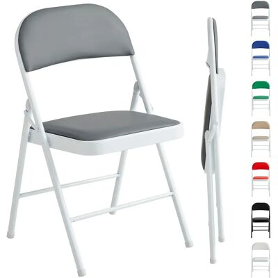 Chaise pliante grise MCC - Faux cuir, Pack 1-6 - Publicité Chaise pliante grise MCC - Faux cuir, Pack 1-6 - Publicité