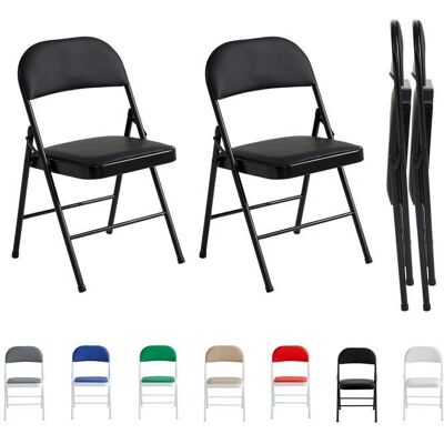 Chaises Pliantes Noires MCC - Sièges en Faux Cuir - Publicité Chaises Pliantes Noires MCC - Sièges en Faux Cuir - Publicité