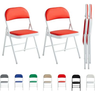 Chaises Pliantes MCC Rouge lot de 2 en Faux Cuir - Chaise - Publicité Chaises Pliantes MCC Rouge lot de 2 en Faux Cuir - Chaise - Publicité