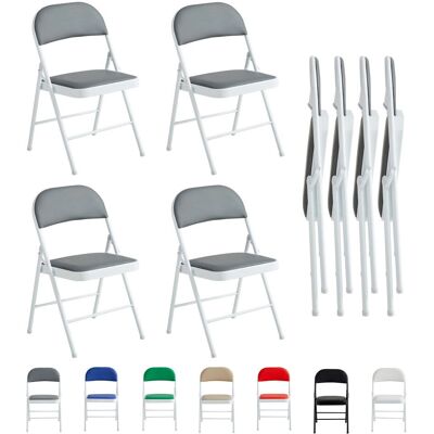 MCC Lot de 4 Chaises Pliantes en Simili Cuir Gris - Mobilier - Publicité MCC Lot de 4 Chaises Pliantes en Simili Cuir Gris - Mobilier - Publicité