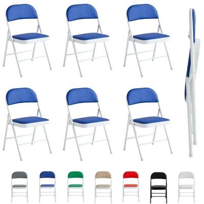 MCC Pack de 6 Chaises Pliantes en Faux Cuir Bleu - Chaise - Publicité MCC Pack de 6 Chaises Pliantes en Faux Cuir Bleu - Chaise - Publicité