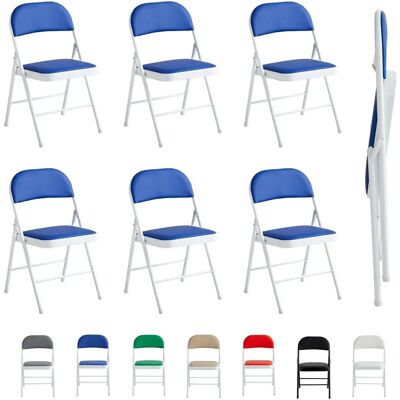 MCC Pack of 6 Blue Faux Leather Padded Foldable Chairs - Chair MCC Pack of 6 Blue Faux Leather Padded Foldable Chairs - Chair