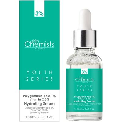 skinChemists Hydrating Serum - Polyglutamic acid 1%, Vitamin C 3% - 30ml skinChemists Hydrating Serum - Polyglutamic acid 1%, Vitamin C 3% - 30ml