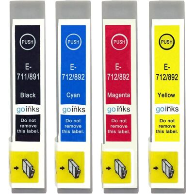 Ensemble de 4 cartouches d'encre Go Inks - Compatible Epson T0715 - Noir/Cyan/Magenta - Publicité Ensemble de 4 cartouches d'encre Go Inks - Compatible Epson T0715 - Noir/Cyan/Magenta - Publicité