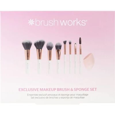 Set de Brochas y Esponja de Maquillaje Vegano de Brushworks - Acabado Perfecto Set de Brochas y Esponja de Maquillaje Vegano de Brushworks - Acabado Perfecto