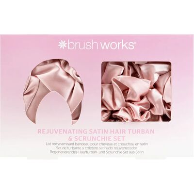 Brushworks Rejuvenating Satin Hair Turban and Scrunchie Set - Set di accessori per capelli Brushworks Rejuvenating Satin Hair Turban and Scrunchie Set - Set di accessori per capelli