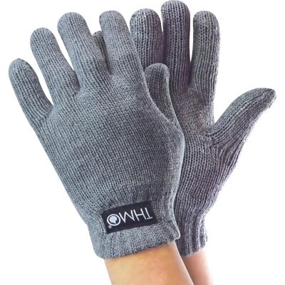 THMO Kids Grey Thinsulate Thermal Gloves - Winter, Full Finger THMO Kids Grey Thinsulate Thermal Gloves - Winter, Full Finger