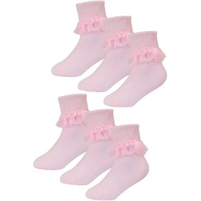 Baby lace sokken - 6 paar, roze & wit Baby lace sokken - 6 paar, roze & wit
