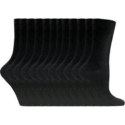 Sock Snob Black Cotton Rich Socks - 12 Pairs - Comfortable Crew Ankle Socks Sock Snob Black Cotton Rich Socks - 12 Pairs - Comfortable Crew Ankle Socks