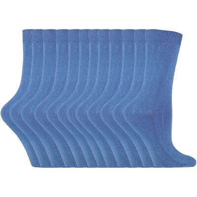 Sock Snob Blue Cotton Rich Socks - 12 Pair Multipack - Crew Ankle - Socks Sock Snob Blue Cotton Rich Socks - 12 Pair Multipack - Crew Ankle - Socks
