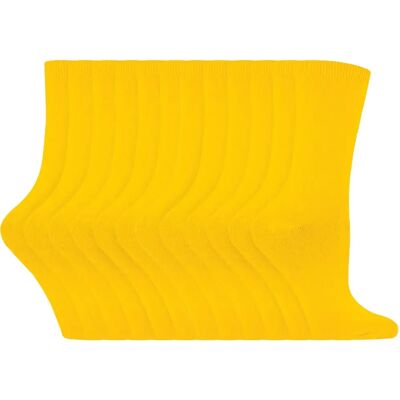 Sock Snob Cotton Rich Socks - 12 Pair - Yellow - Women Sock Snob Cotton Rich Socks - 12 Pair - Yellow - Women