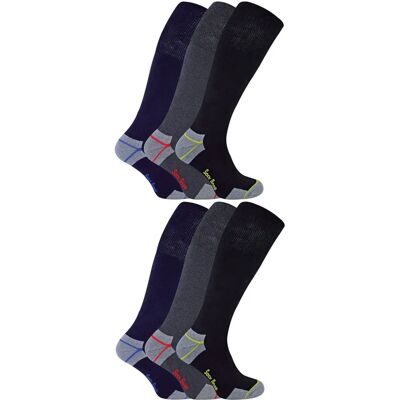 Sock Snob Men's 6 Pack Long Knee High Work Socks - Black Sock Snob Men's 6 Pack Long Knee High Work Socks - Black