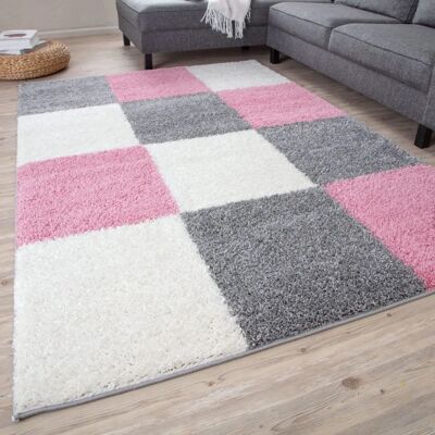 THE RUGS Myshaggy Collection Pink Geometric Rug - 80x150cm THE RUGS Myshaggy Collection Pink Geometric Rug - 80x150cm