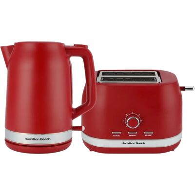 Hamilton Beach Ella Red 1.7L Kettle & Toaster Set - Kitchen Set Hamilton Beach Ella Red 1.7L Kettle & Toaster Set - Kitchen Set