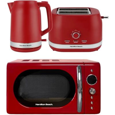 Hamilton Beach Ella Red Kettle 2 Slice Toaster & Microwave Kitchen Set - Kitchen Set Hamilton Beach Ella Red Kettle 2 Slice Toaster & Microwave Kitchen Set - Kitchen Set