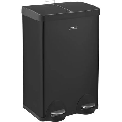 Cooks Professional Dual Pedal Recycling Bin - 60L Black - Recycling Bin Cooks Professional Dual Pedal Recycling Bin - 60L Black - Recycling Bin