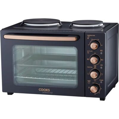 Cooks Professional Mini Portable Oven - 34L, 2 Hobs, Black / Copper Cooks Professional Mini Portable Oven - 34L, 2 Hobs, Black / Copper
