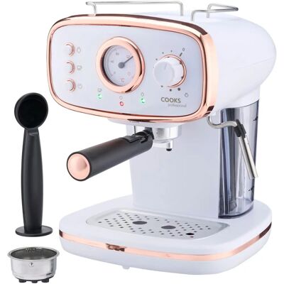 Cooks Professional Barista Pro - 15 Bar - White/Copper - 1.2 L Coffee Machine Cooks Professional Barista Pro - 15 Bar - White/Copper - 1.2 L Coffee Machine