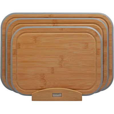 Cooks Professional Grey Bamboo Chopping Board Set - 3 Piece with Stand Cooks Professional Grey Bamboo Chopping Board Set - 3 Piece with Stand