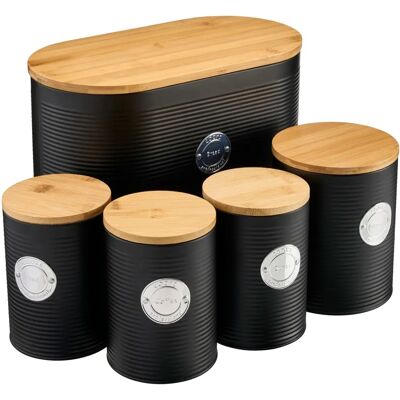 Cooks Professional - Bread Bin - Black - Bamboo - Storage Set Cooks Professional - Bread Bin - Black - Bamboo - Storage Set