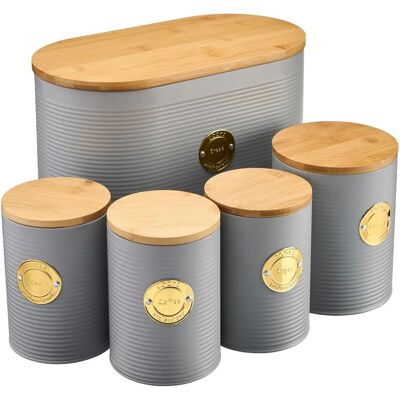 Cooks Professional Kitchen Storage Canister Jar Set Bread Bin Biscuit Sugar Tea Coffee - Kitchen Storage Canister Set Cooks Professional Kitchen Storage Canister Jar Set Bread Bin Biscuit Sugar Tea Coffee - Kitchen Storage Canister Set
