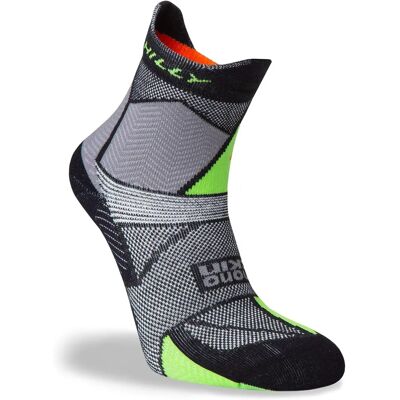 Hilly Brand Unisex Marathon Fresh Ankle Socks - Black, Grey, Lime Green - 3 Pairs Hilly Brand Unisex Marathon Fresh Ankle Socks - Black, Grey, Lime Green - 3 Pairs